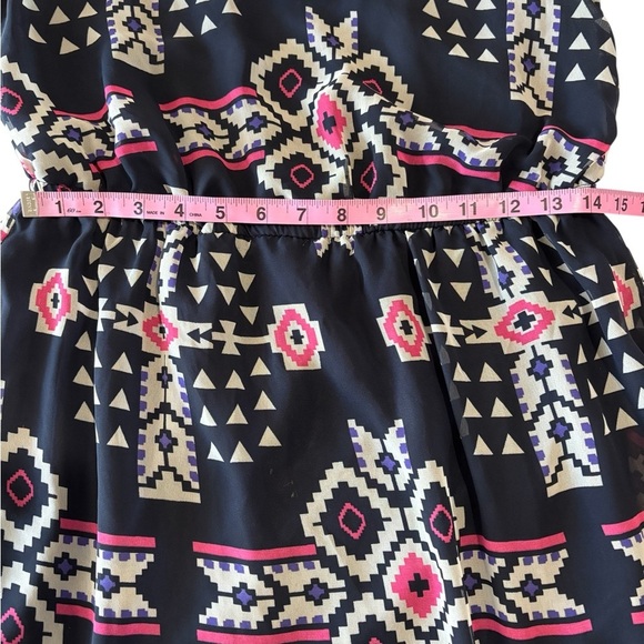 BeBop Sleeveless Aztec Print Mini Dress Navy Blue Lined Women’s Medium - Picture 8 of 12